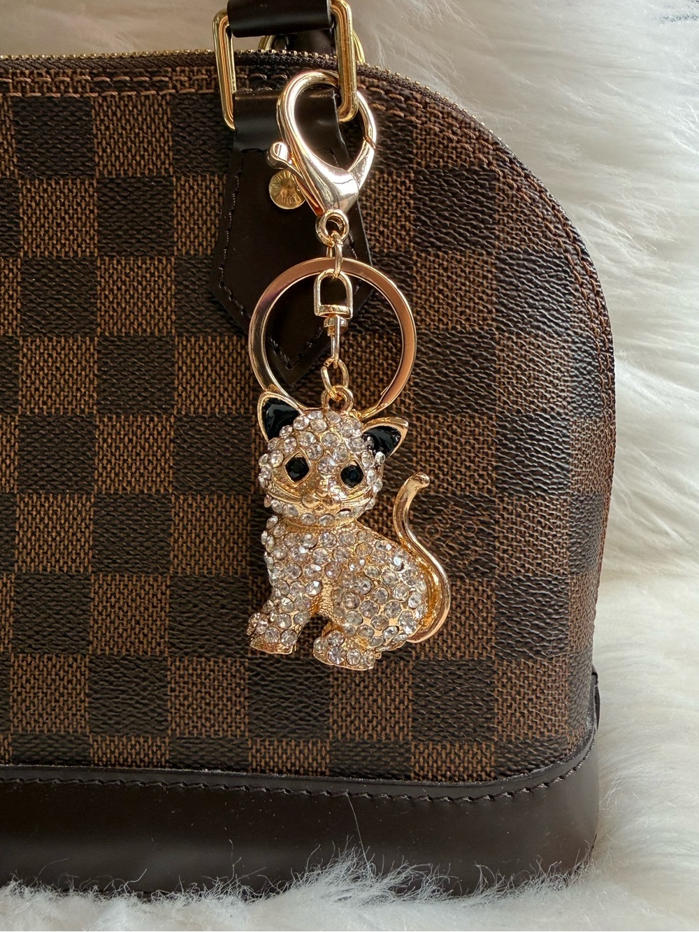 Cat Bag Charm Keychain Key Ring Car Charm Rhinestone New Birthday Holiday Gift